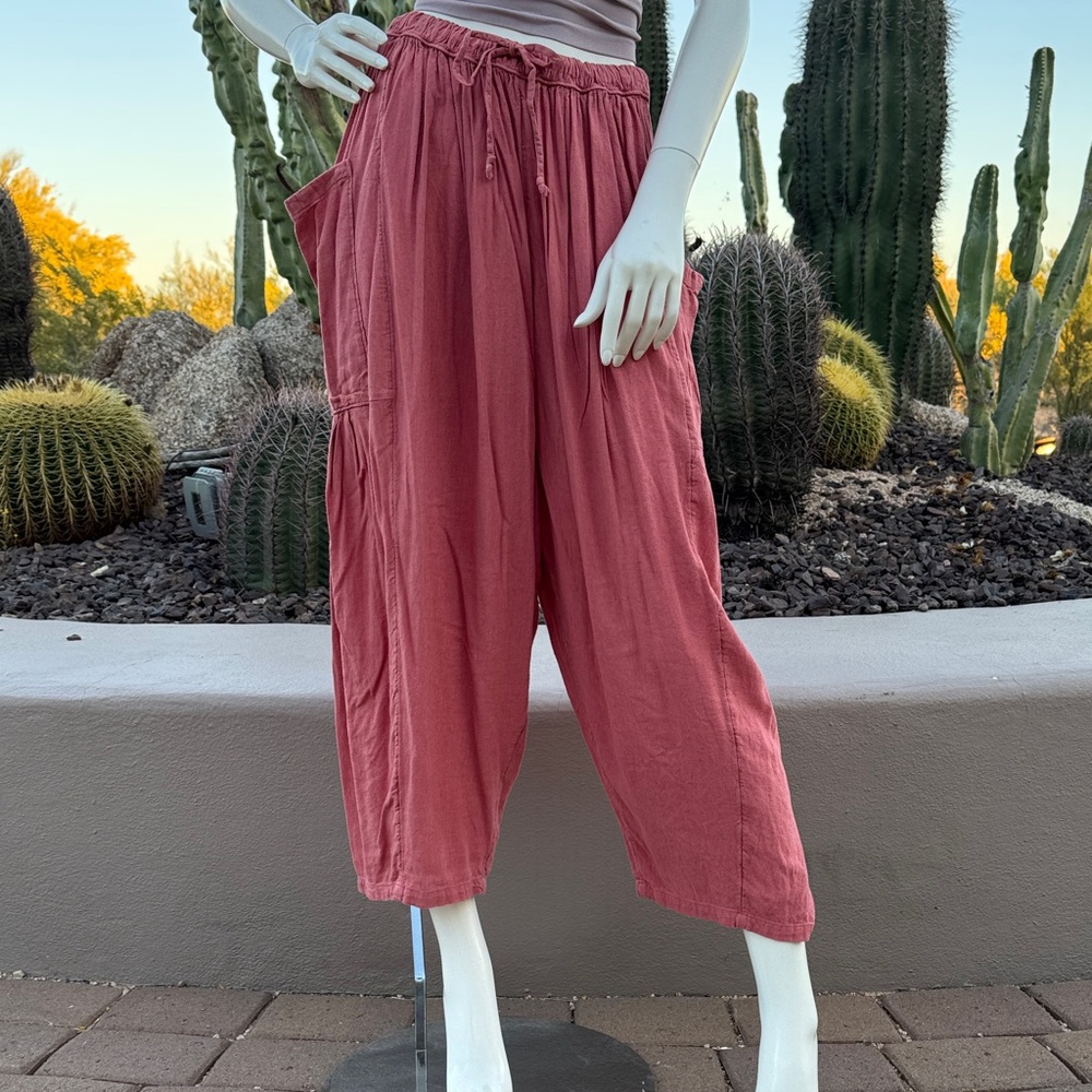 Size Small Free people Relaxed Drawstring Women's Cropped Pants - burnt orange - Picture 5 of 5